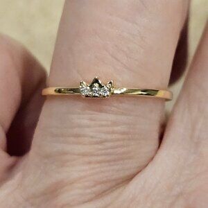 RARE MONICA RICH KOSANN BRIDGERTON QUEEN TIARA STACKING POESY DIAMOND 18K RING